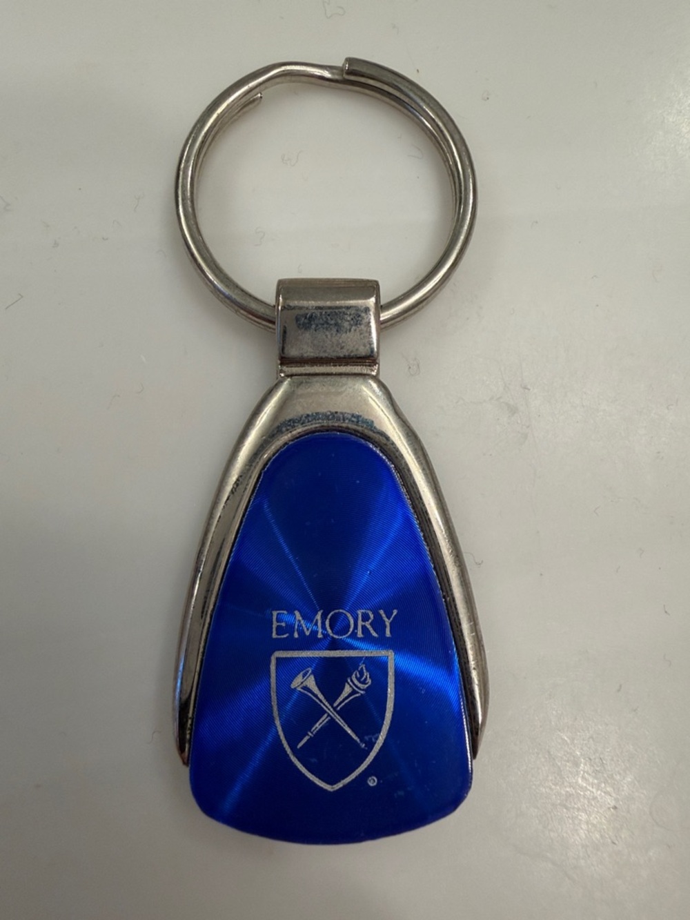 Emory Blue and Silver Logo Keychain vintage unused
